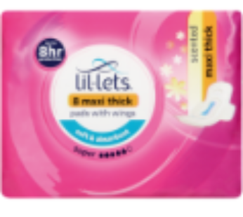 Lil-Lets Scented Super Winged Maxi Thick Pads 8 Pack