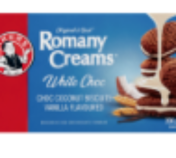 Bakers Romany Creams Vanilla Flavoured White Chocolate Biscuits 200g
