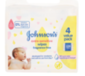 Johnson’s Extra Sensitive Fragrance Free Baby Wipes 224 Pack