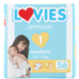 Lovies Newborn Premium Nappies 2.5 - 4kg 56 Pack